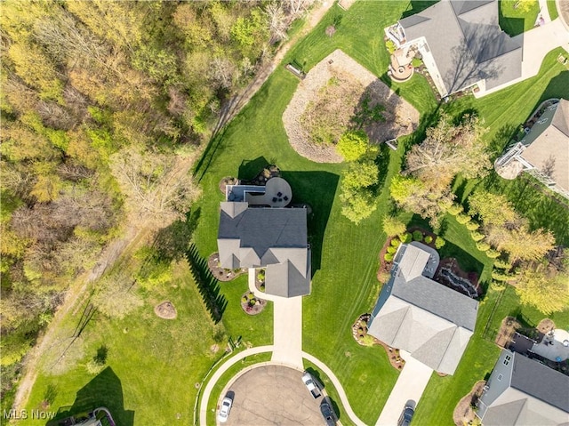 birds eye view of property with a residential view