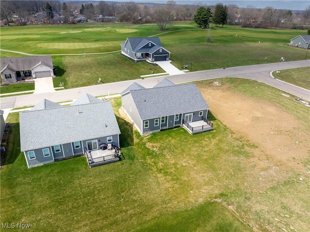 birds eye view of property featuring golf course view