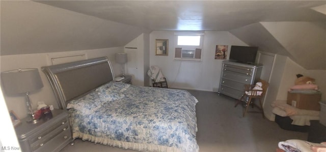 bedroom with vaulted ceiling