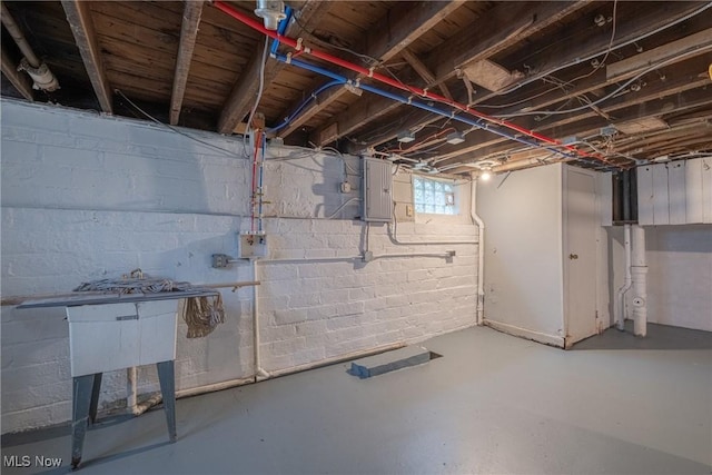 below grade area with electric panel