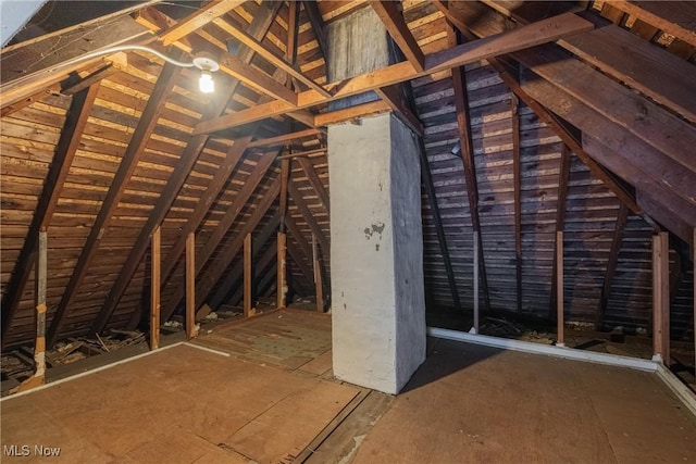 view of unfinished attic
