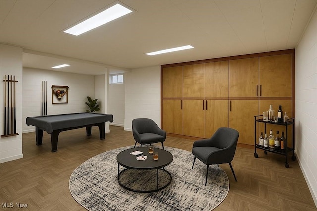 4840 W 228th St, Fairview Park, OH 44126 - sitting room with pool table and concrete block wall