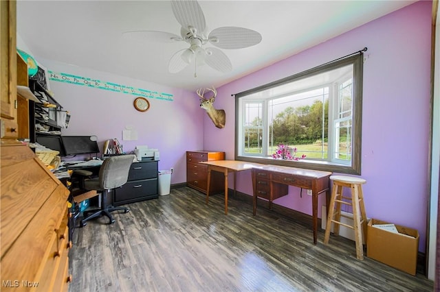 4661 Sugar Grove Rd, Cambridge, OH 43725 - office with ceiling fan and wood finished floors