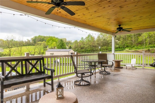 4661 Sugar Grove Rd, Cambridge, OH 43725 - view of patio / terrace featuring an outbuilding and ceiling fan