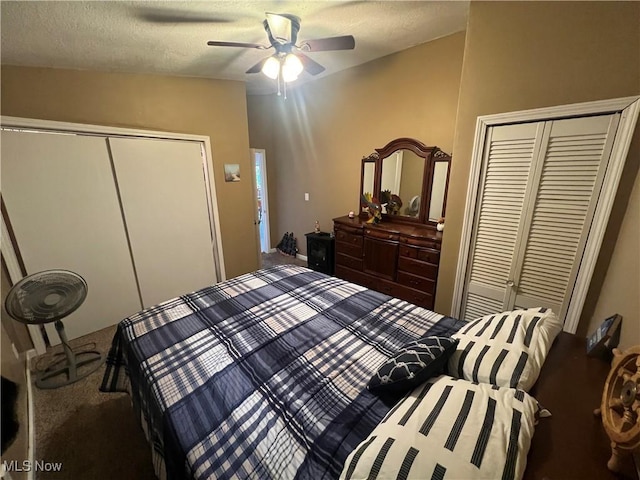 37080 Penrose Ln, Cadiz, OH 43907 - bedroom with carpet flooring, a ceiling fan, a closet, and a textured ceiling