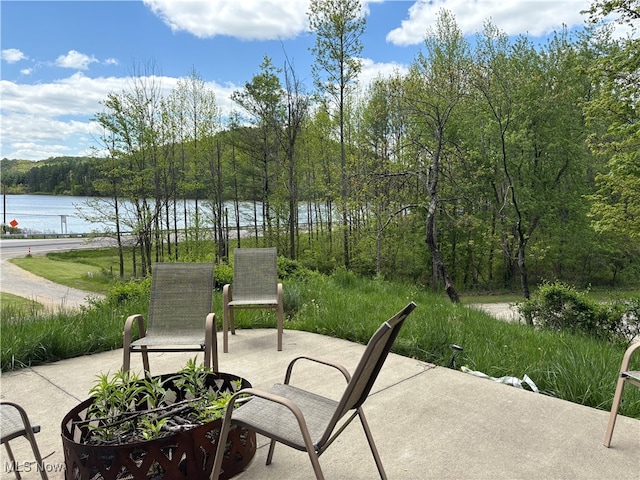 37080 Penrose Ln, Cadiz, OH 43907 - view of patio / terrace with a water view and a forest view