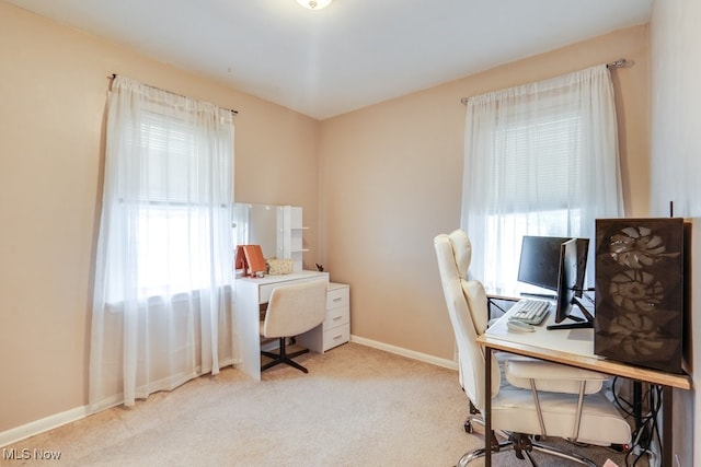 office area with carpet and baseboards