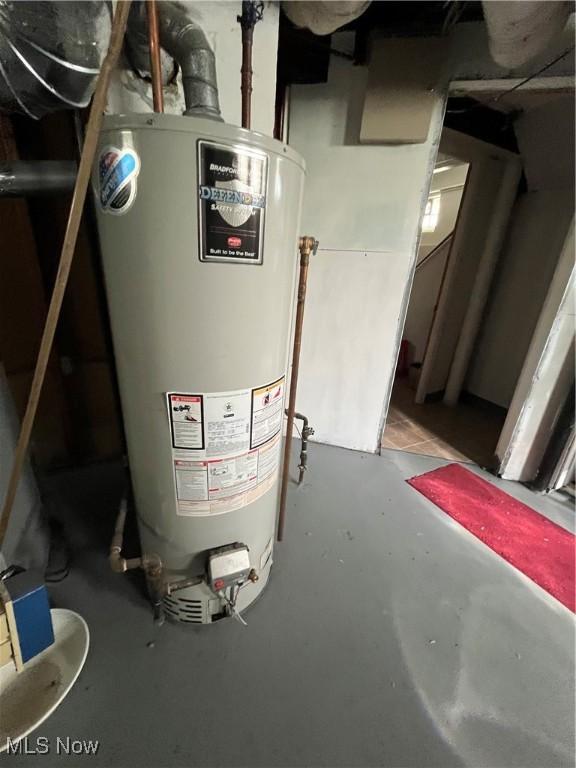utility room with water heater