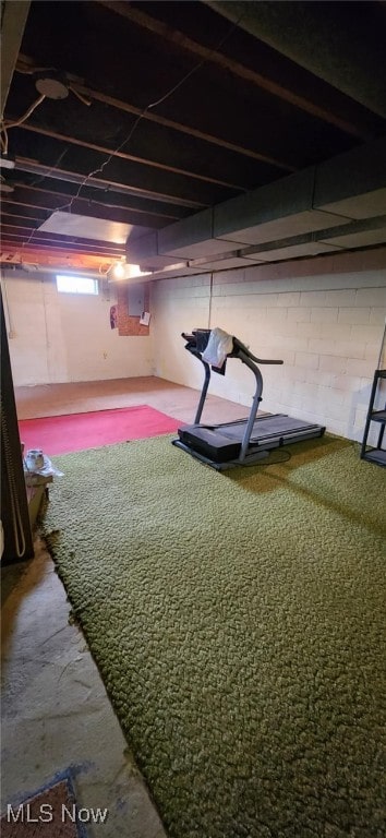view of unfinished basement
