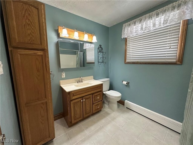 13978 Sprucevale Rd, East Liverpool, OH 43920 - full bath featuring baseboard heating, baseboards, toilet, curtained shower, and vanity