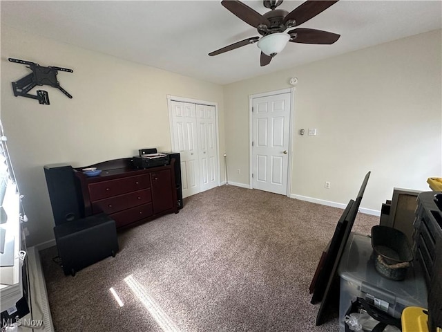 13978 Sprucevale Rd, East Liverpool, OH 43920 - office area with ceiling fan, carpet flooring, and baseboards