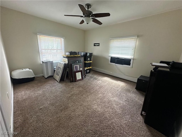 13978 Sprucevale Rd, East Liverpool, OH 43920 - carpeted home office featuring baseboards, a wealth of natural light, cooling unit, and ceiling fan