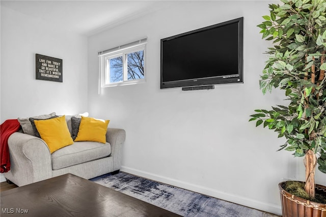 living room featuring baseboards