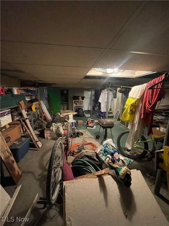 below grade area with a drop ceiling