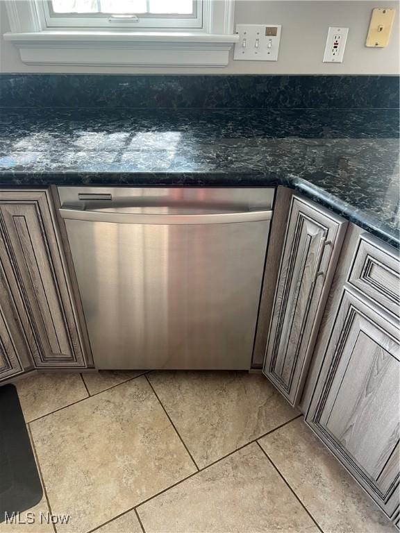 7966 Meadowbrooke Trl, Poland, OH 44514 - details with dark brown cabinetry, dark countertops, and dishwasher