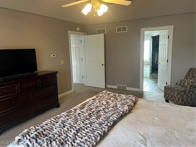 7966 Meadowbrooke Trl, Poland, OH 44514 - carpeted bedroom featuring baseboards, a ceiling fan, and visible vents