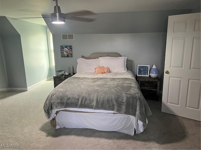 7966 Meadowbrooke Trl, Poland, OH 44514 - bedroom with carpet, visible vents, baseboards, and ceiling fan