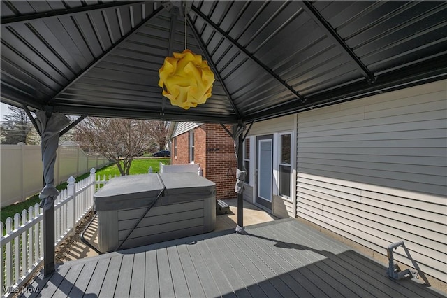 1181 S Broadway, New Philadelphia, OH 44663 - wooden terrace featuring a hot tub, a gazebo, and fence