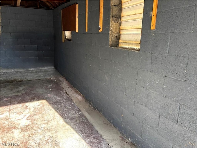 interior details featuring concrete block wall