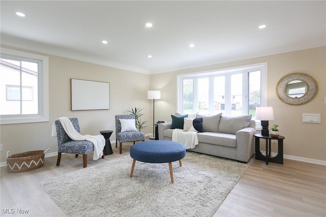 6544 Nancy Dr, North Olmsted, OH 44070 - living area featuring baseboards, recessed lighting, and wood finished floors
