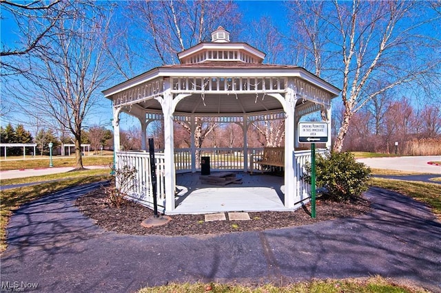 view of patio featuring a gazebo