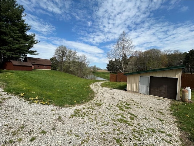 165 Township Rd Unit 1461, Greenwich, OH 44805 - exterior space with an outdoor structure, a water view, and fence