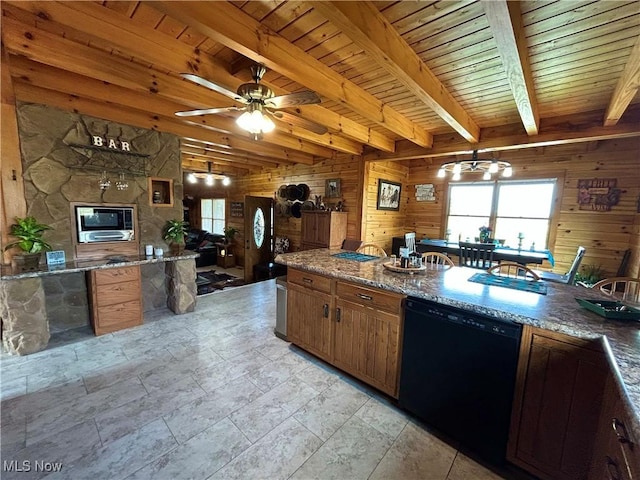 165 Township Rd Unit 1461, Greenwich, OH 44805 - kitchen with wood walls, plenty of natural light, and dishwasher