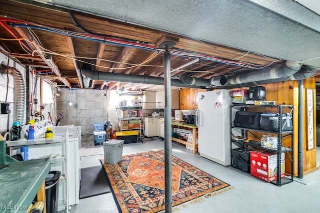 396 2nd St NE, Carrollton, OH 44615 - basement with freestanding refrigerator