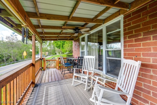 396 2nd St NE, Carrollton, OH 44615 - deck featuring ceiling fan
