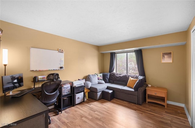 office with light wood-style floors and baseboards