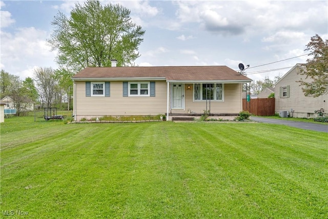 single story home with central AC unit