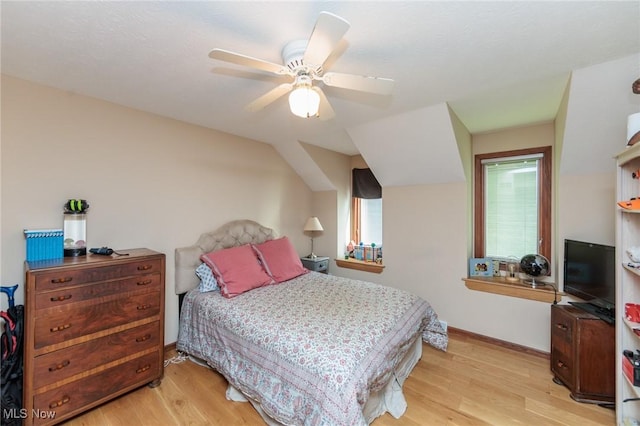 3286 Marks Rd, Medina, OH 44256 - bedroom featuring light wood finished floors, ceiling fan, and baseboards