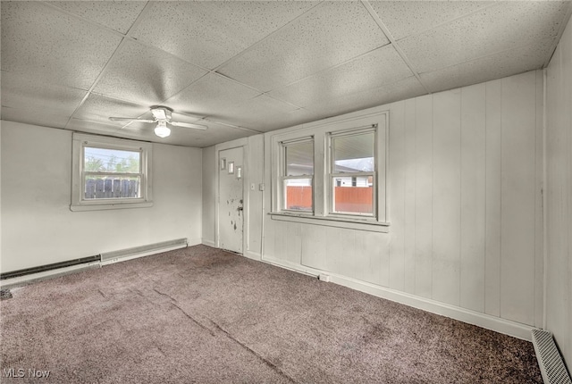 5403 Merkle Ave, Parma, OH 44129 - carpeted empty room with ceiling fan and a paneled ceiling