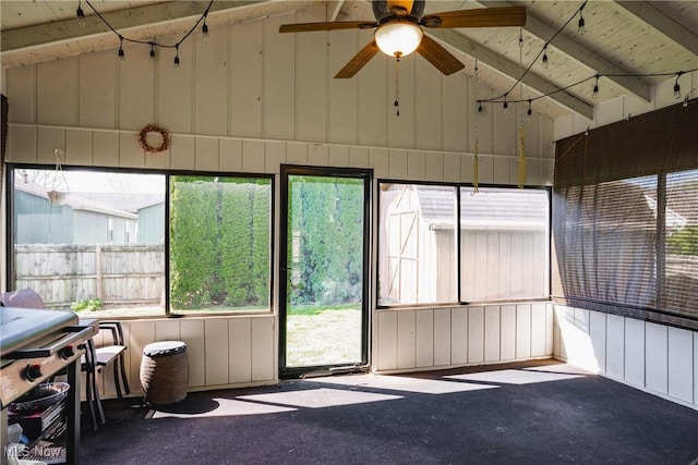 312 58th St, Vienna, WV 26105 - sunroom featuring vaulted ceiling, a ceiling fan, and healthy amount of natural light