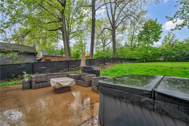 2508 Ashurst Rd, University Heights, OH 44118 - view of yard with a hot tub, a patio area, and outdoor lounge area
