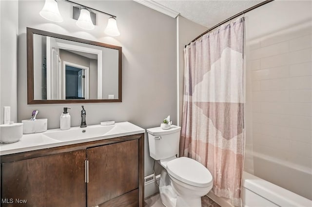 4815 Shadow Oak Dr, Austintown, OH 44515 - full bathroom with toilet, vanity, shower / tub combo, and a textured ceiling