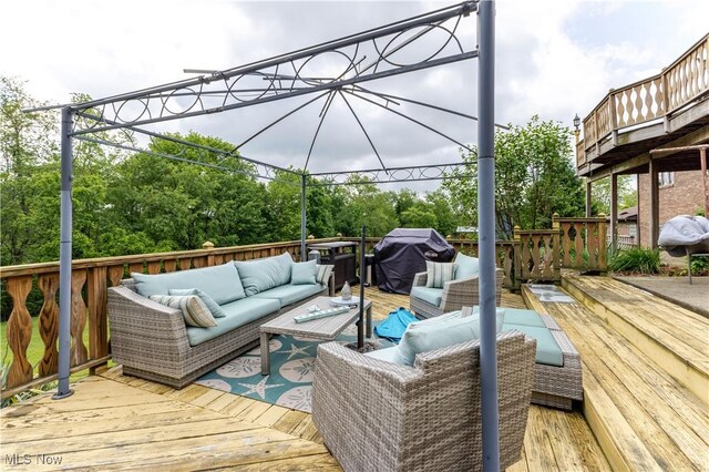 73 Hemlock Ln, Weirton, WV 26062 - wooden terrace with an outdoor living space and grilling area