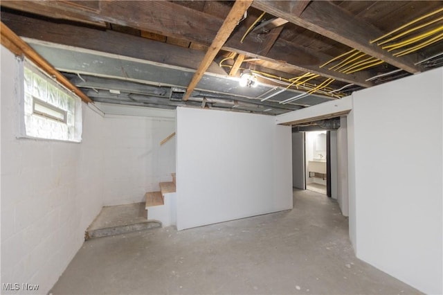below grade area featuring stairs