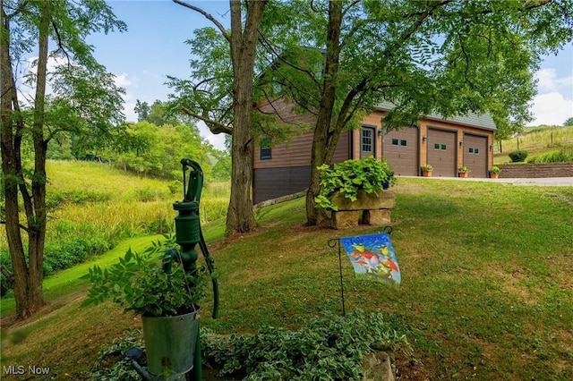 55901 Deep Run Rd, Martins Ferry, OH 43935 - view of green lawn featuring a garage