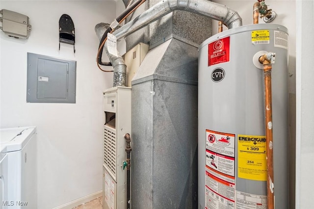 1328 Cedarwood Dr Unit A3, Westlake, OH 44145 - utility room with water heater, electric panel, and independent washer and dryer