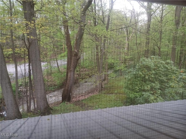 1050 Park Cir, Girard, OH 44420 - wooden terrace with a forest view