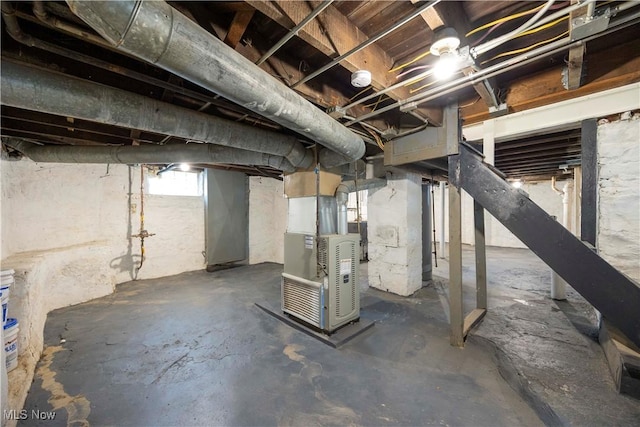 below grade area with heating unit