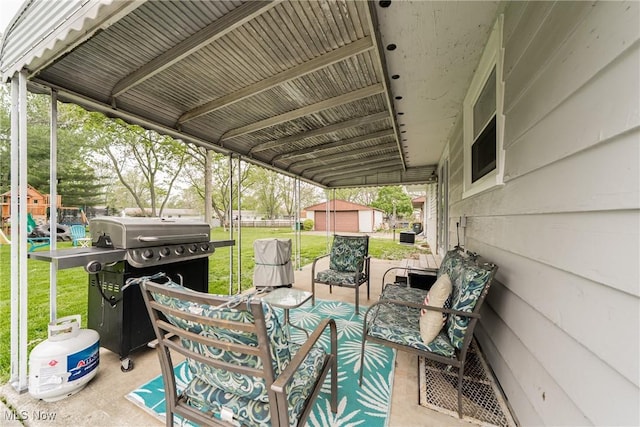 view of patio featuring area for grilling