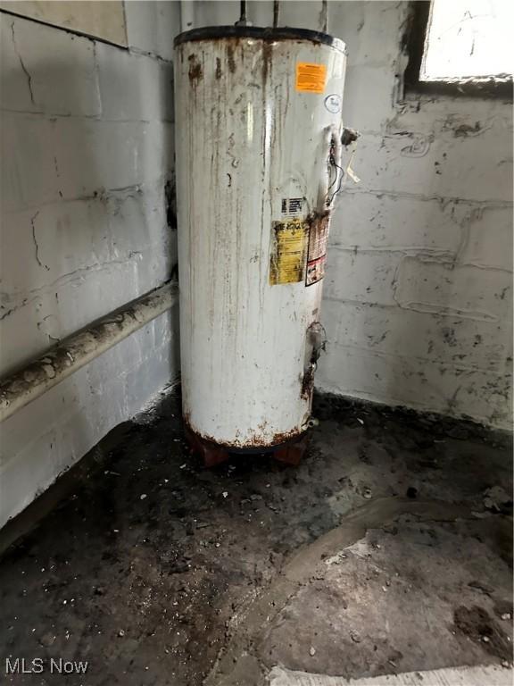 utility room with gas water heater