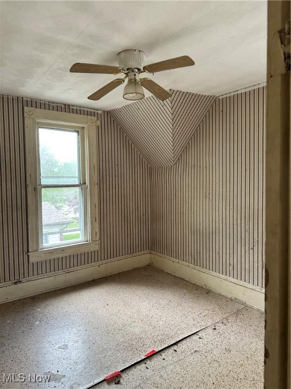 bonus room with ceiling fan