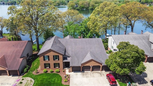 view from above of property with a nearby body of water