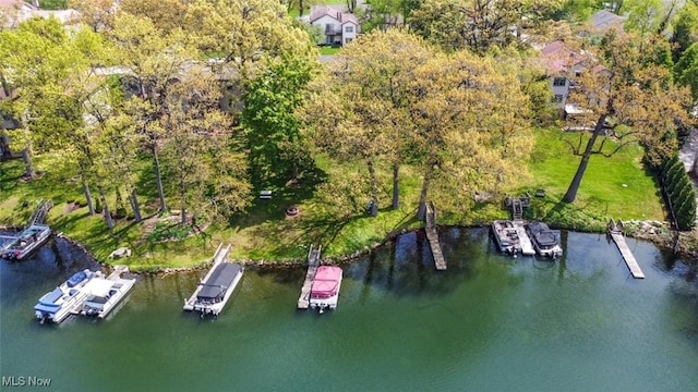 aerial view of a nearby body of water
