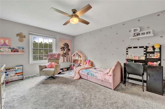 7805 Skylineview Dr, Mentor, OH 44060 - bedroom featuring carpet and a ceiling fan