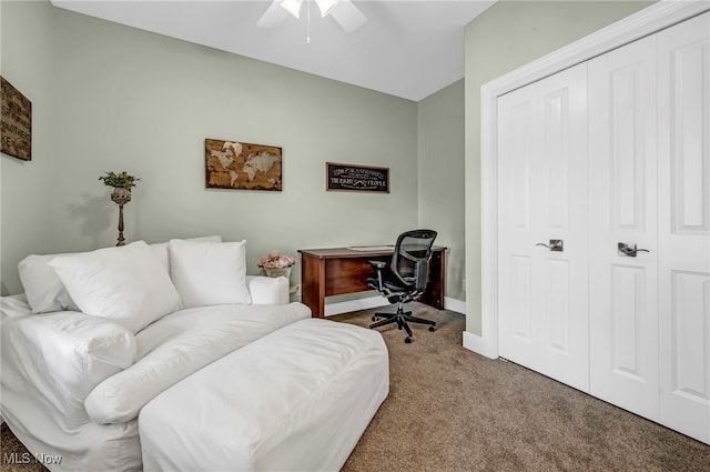 7440 Thatchum Ln, Concord, OH 44077 - carpeted home office featuring ceiling fan and baseboards
