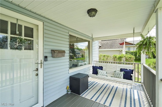 deck featuring a porch